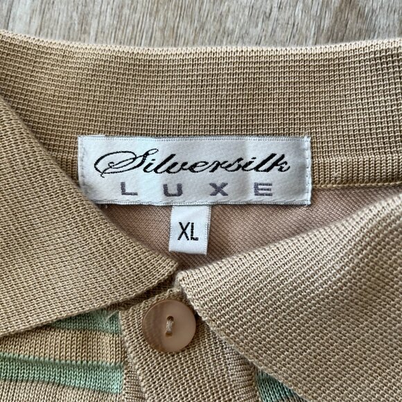 Mens Silversilk Luxe Cream/Tan Button Up - XL - Picture 6 of 6